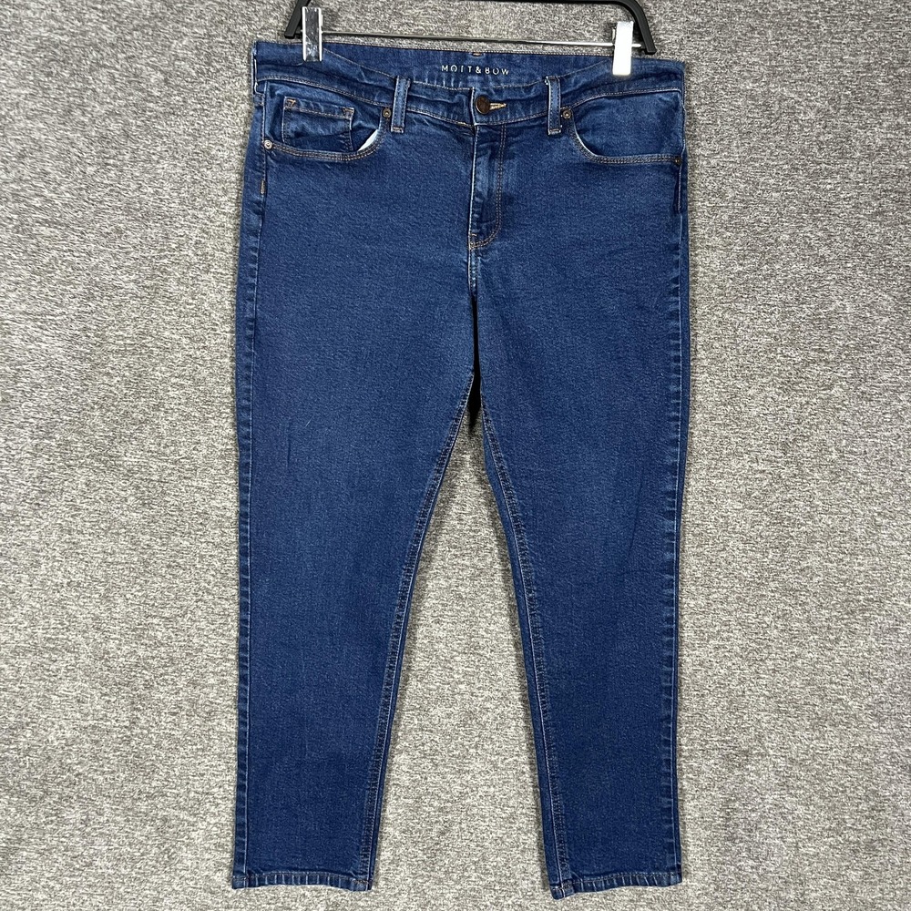 Mott & Bow Jeans Womens 30x28 Blue Ludlow Slim Boyfriend Stretch Denim Dark Wash